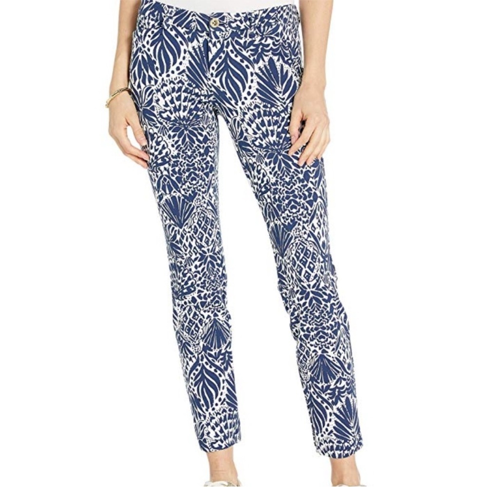 Lilly Pulitzer High Tide Navy By Land Or By Sea Kelly Knit Skinny Ankle size 6